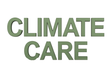 Climate Care text design on black
