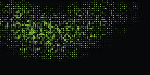 abstract Vibrant halftone pattern with  green dots on a dark background, ideal for digital art, retro designs, or tech visua