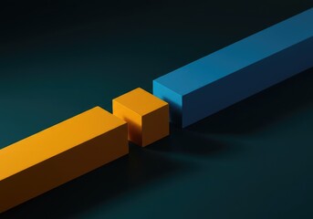 A repeating sequence of solid geometric forms with one intentional gap creating a powerful visual void and rhythm interruption ,space ,missing ,contrast