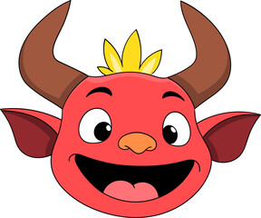 Cute Laughing Red Devil Cartoon Character Illustration