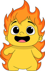 Cute Laughing Fire Cartoon Character With Happy Expression