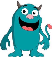Cute Monster Cartoon Character With Happy Funny Expression