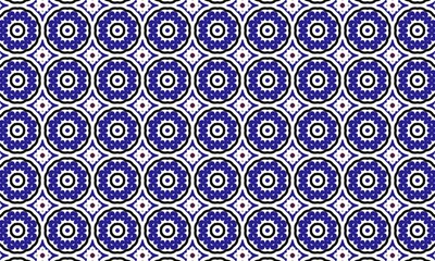 Fototapeta premium Geometric Pattern with Blue and White Circles and Squares
