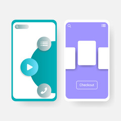 Modern Mobile App Interface Media And Checkout Screen