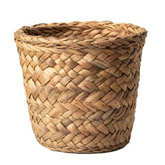 Obraz premium Front view of a patterned braided straw basket studio shot isolated on a white transparent background