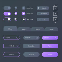 Modern Web UI Button Set Dark Interface Design