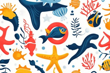 Nautical ornament repeat background design