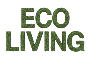 Eco Living Text Made of Green Leaves