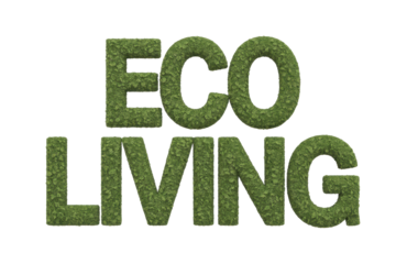 Eco Living Green Foliage Word Art