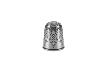 Elegant silver thimble with ornate patterns