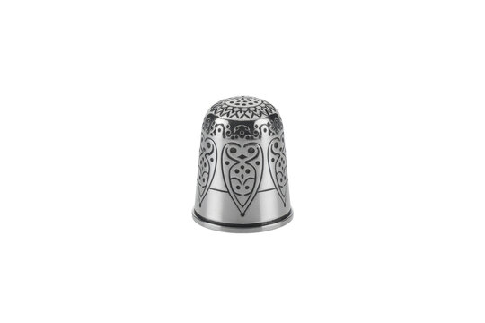 Elegant silver thimble with ornate patterns - Powered by Adobe