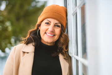 Portrait of mature woman in winter park