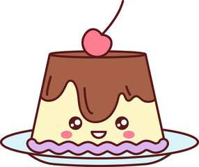 Pudding With Cherry Kawaii