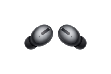 Pair of wireless earbuds in black