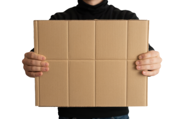 Person Holding Blank Cardboard Sign