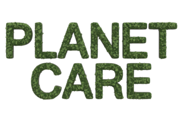 Planet Care Word Art with Green Leaves
