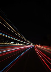 Dynamic abstract light trails creating streaks of vibrant color against a deep, dark nighttime backdrop. Captured using long exposure photography ,abstract ,vibrant ,texture