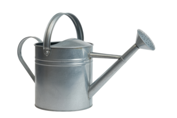 Silver metal watering can for gardening