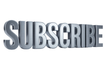 Silver Metallic Subscribe Word Rendering