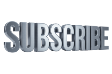 Silver Metallic Subscribe Word Rendering