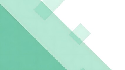 A crisp, modern geometric abstract background featuring overlapping mint green and white diagonal shapes creating a clean and dynamic composition.