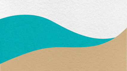 Abstract white, turquoise, beige texture paper background, wavy layers. Wave pattern with copy space for banner