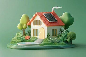 Eco friendly smart home system 3D infographic design