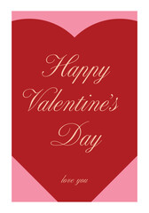 Valentines day greeting with large red heart and elegant script happy valentines day love you message for romantic celebration, invitations, posters, flyers and social media posts