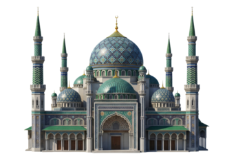 blue domed mosque with minarets - islamic architecture