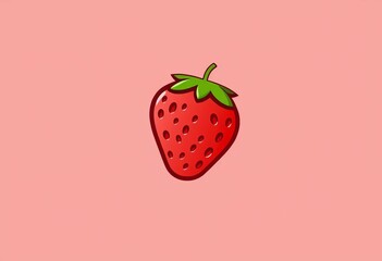 A bold and graphic icon of a single, ripe strawberry, symbolizing freshness and sweetness,  healthy, strawberry