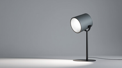 Modern LED spotlight with adjustable stand on white background.