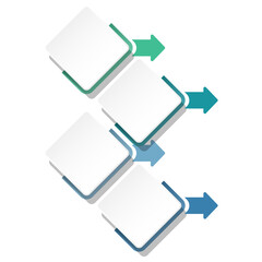 Infographic 4 successive steps, elements and space for data.