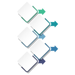 Infographic 5 successive steps, elements and space for data.