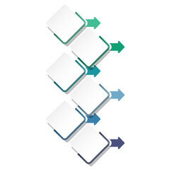 Infographic 6 successive steps, elements and space for data.