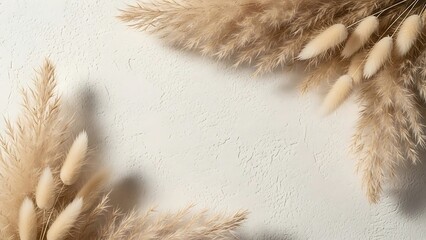 Natural pampas grass arrangement on light background illustration