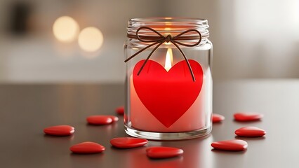 Romantic candle with heart design illustration