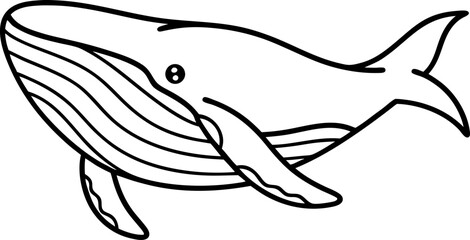 Obraz premium whale outline drawing swimming in ocean sea creature marine animal wildlife illustration