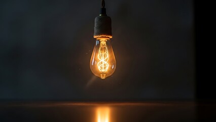 Glowing bulb in dim light illustration