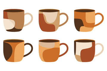 Obraz premium Abstract flat coffee mug cup set in modern minimal style 
