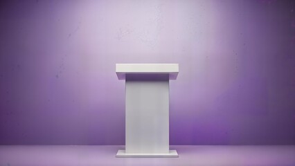 Empty White Podium on Purple Background, Presentation Ready