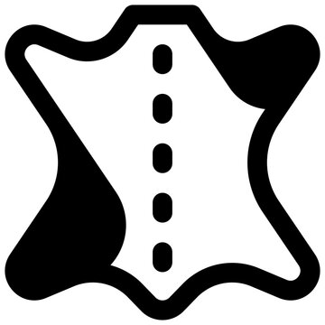 Leather. Outlined stroke vector icon with black-filled details.