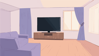 Cozy Living Room Interior with Television and Furniture