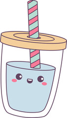Cup Smiling With Straw Kawaii