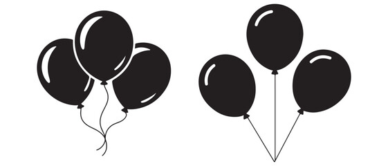 Balloon silhouette set party decoration icon
