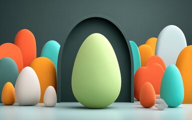 Colorful easter egg abstract composition with modern minimalist style