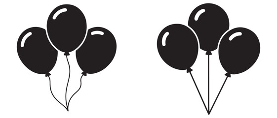 Balloon silhouette set party decoration icon

