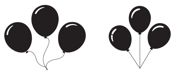 Balloon silhouette set party decoration icon
