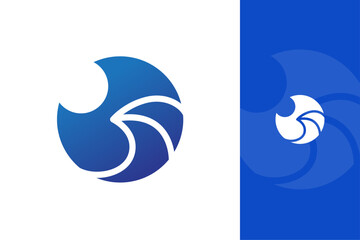 Naklejka premium Modern Creative Water Wave Logo Colorful Simple Minimal Ocean Brand Identity