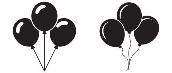 Balloon silhouette set party decoration icon
