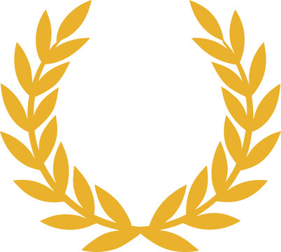 minimal golden laurel wreath icon on transparent background